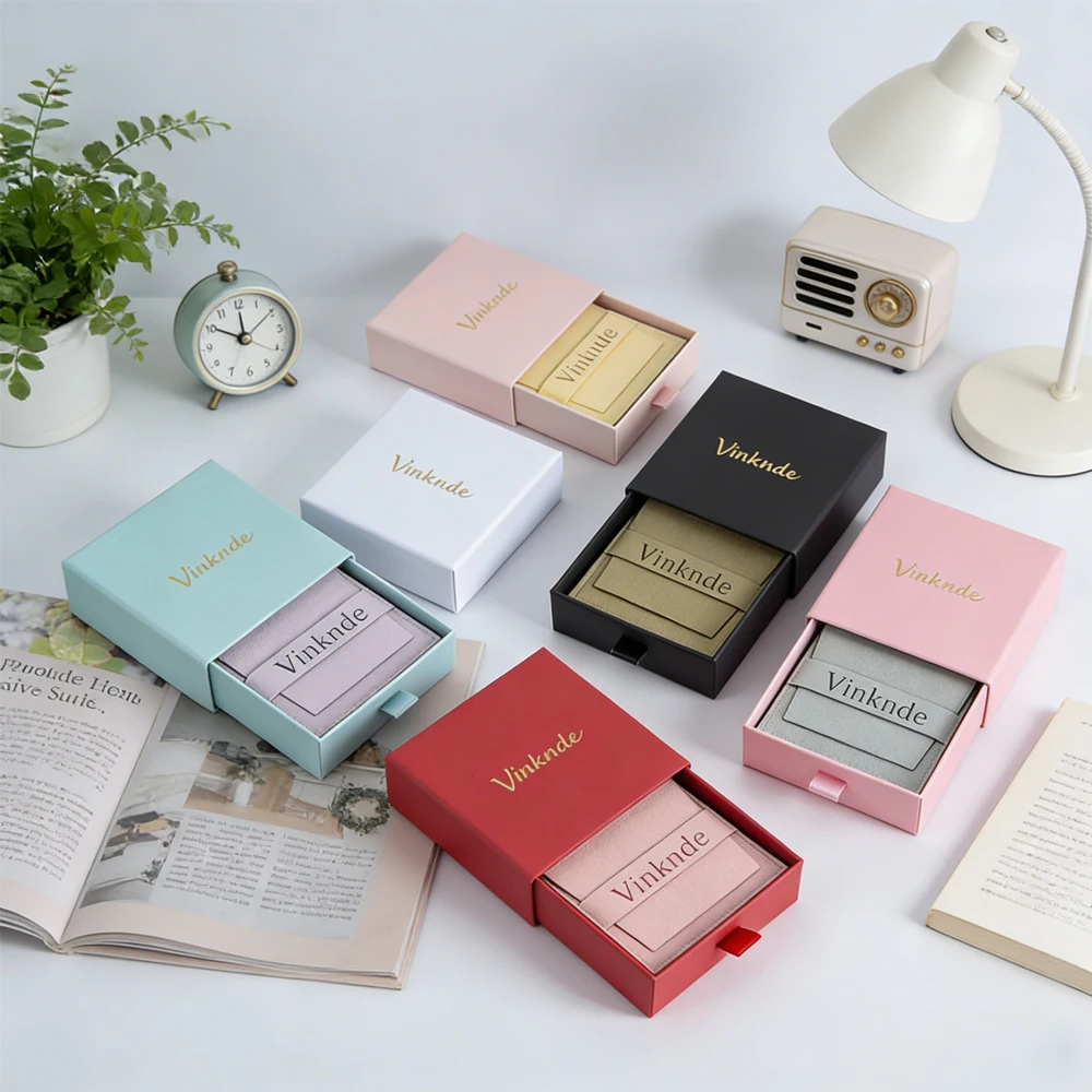 

Custom Logo Sliding Bracelets Ring Jewelry Box Envelope Flip Microfiber Velvet Gift Bag Necklace Earrings Jewellery Storage Case