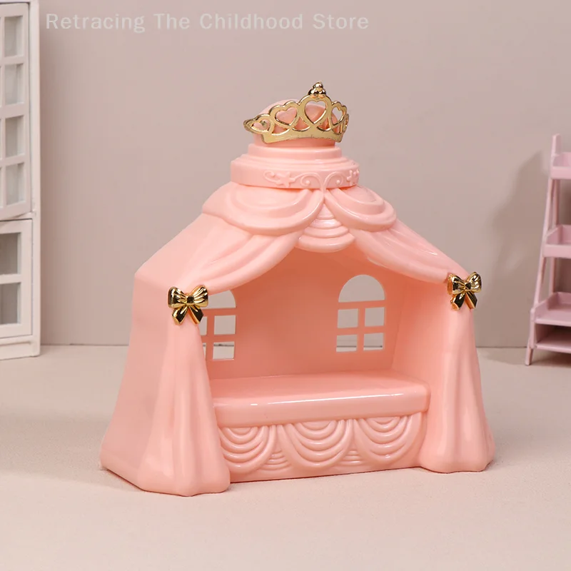 1/12 Poppenhuis Mini Prinses Bed Model Poppenhuis Slaapkamer Meubels Decoratie Poppenhuis Accessoires Fantasiespel Speelgoed