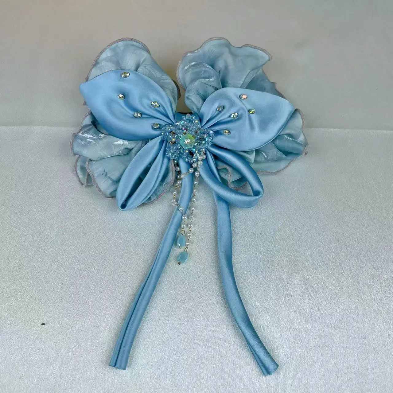 Заколка для волос с бантом и цветком, аксессуар для волос на затылке, пружинный зажим, аксессуар для волос в корейском стиле, милый стиль для девочек