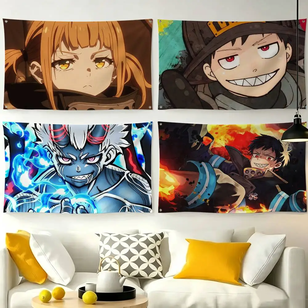 Anime Fire classic Force  Flags for Bedrooms Home Decor Items Outdoor Decors Garage Decoration Flaga