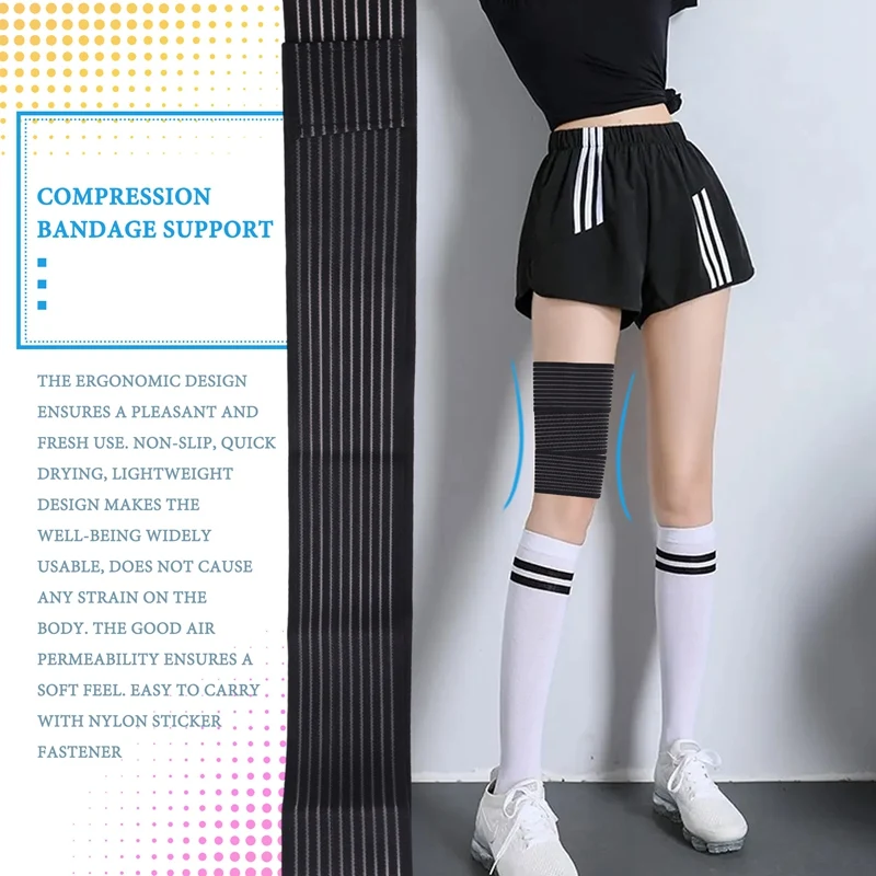 Extra Long Elastic Knee Wrap Compression Bandage Brace Support Elastic Knee Compression Bandage Wraps For Legs Movement