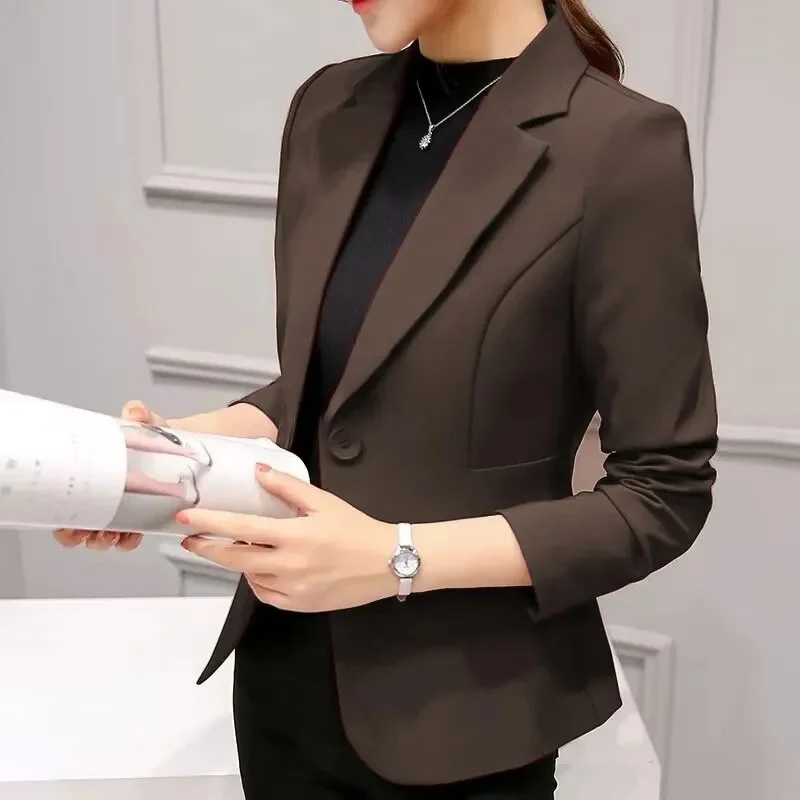 ผู้หญิงBlazer 2025 สีแดงเสื้อแขนยาวกระเป๋าเสื้อแจ็คเก็ตSlim Office Ladyเสื้อแจ็คเก็ตหญิงเสื้อสูทBlazer Femmeแจ็คเก็ต