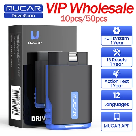 10-50 шт. MUCAR DriverScan OBD2 диагностический инструмент полная диагностика системы 15 сброс двунаправленный считыватель кодов Bluetooth