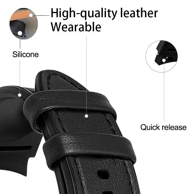 Silicone+Leather Strap For Samsung Galaxy Watch 6 5 Pro 40 44mm Band Watch6/4Classic 47 43 46mm Replacement Correa Bracelet Belt