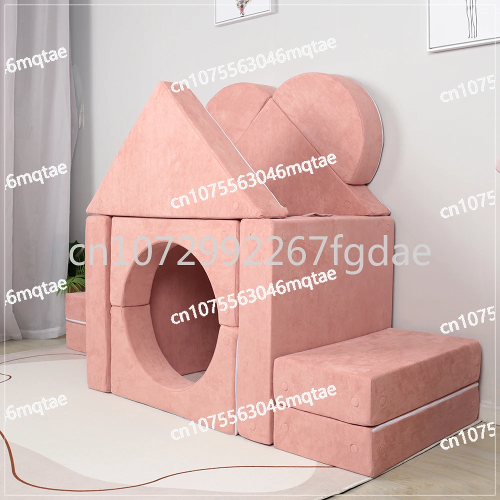 Pink Cartoon Modular Castle Children's Play Sofa Bubble Combination Couch Foam Living Room Furniture Sofa Set Kids Sofa Fort