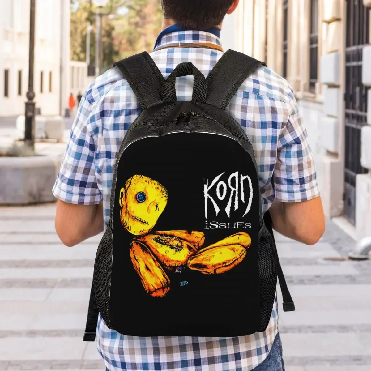 Custom Korns Heavy Metal Music Hard Rock Roll Backpack for Women Men Water Resistant College School Band Bag Printing Bookbag