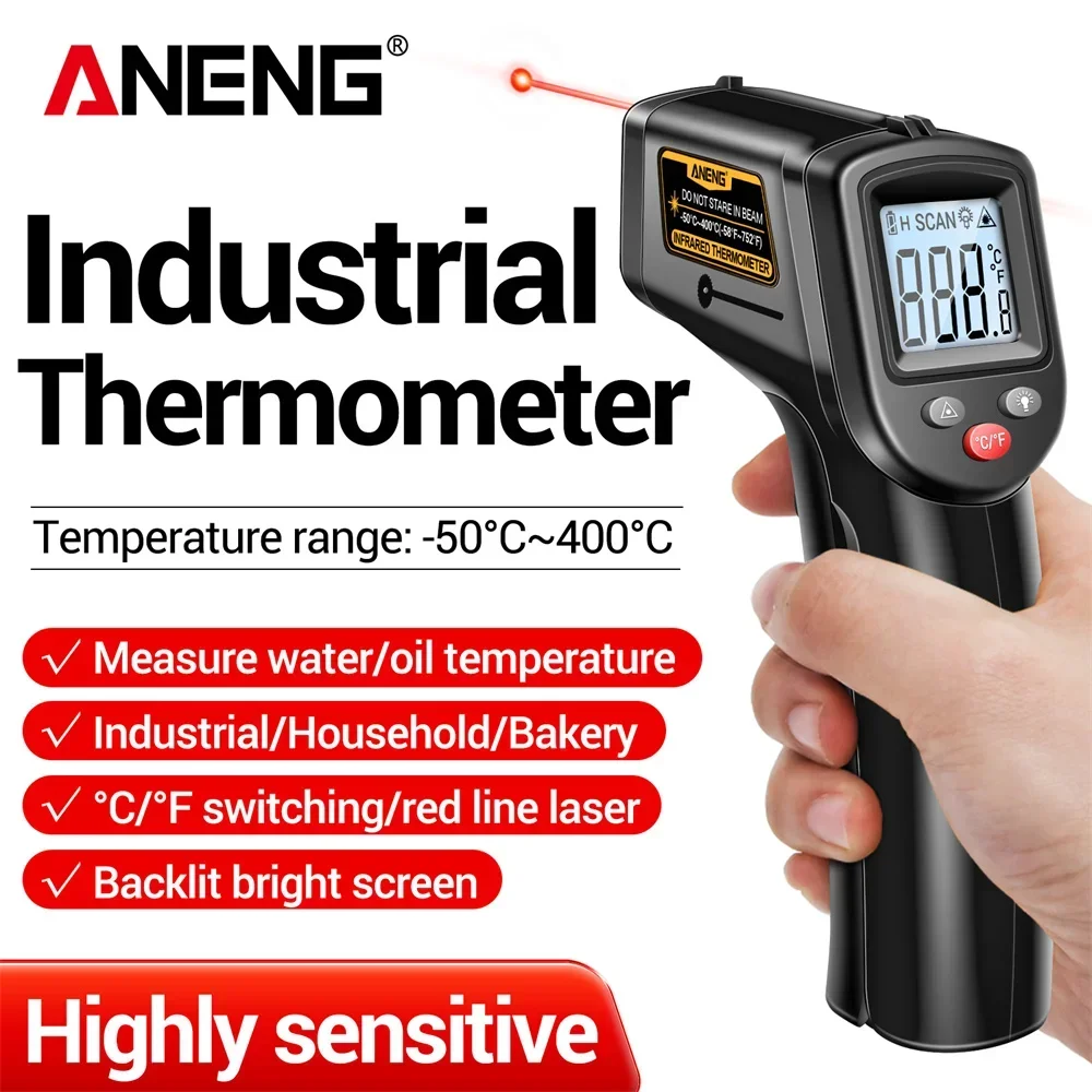【セール中】ANENG デジタル非接触温度計 -50〜400℃ ° C 温度センサー 湿度計 湿度計 テスター ツール TH201