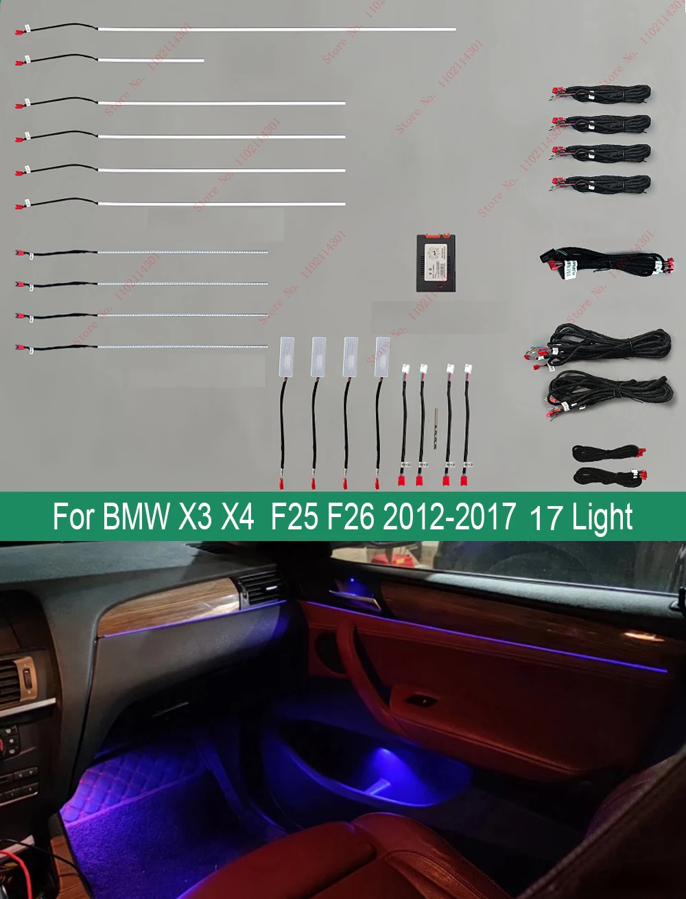 

LED ambient light For BMW X3X4 F25 F26 G01 G02 2012-2022 original car knob button control and CD button control atmosphere light