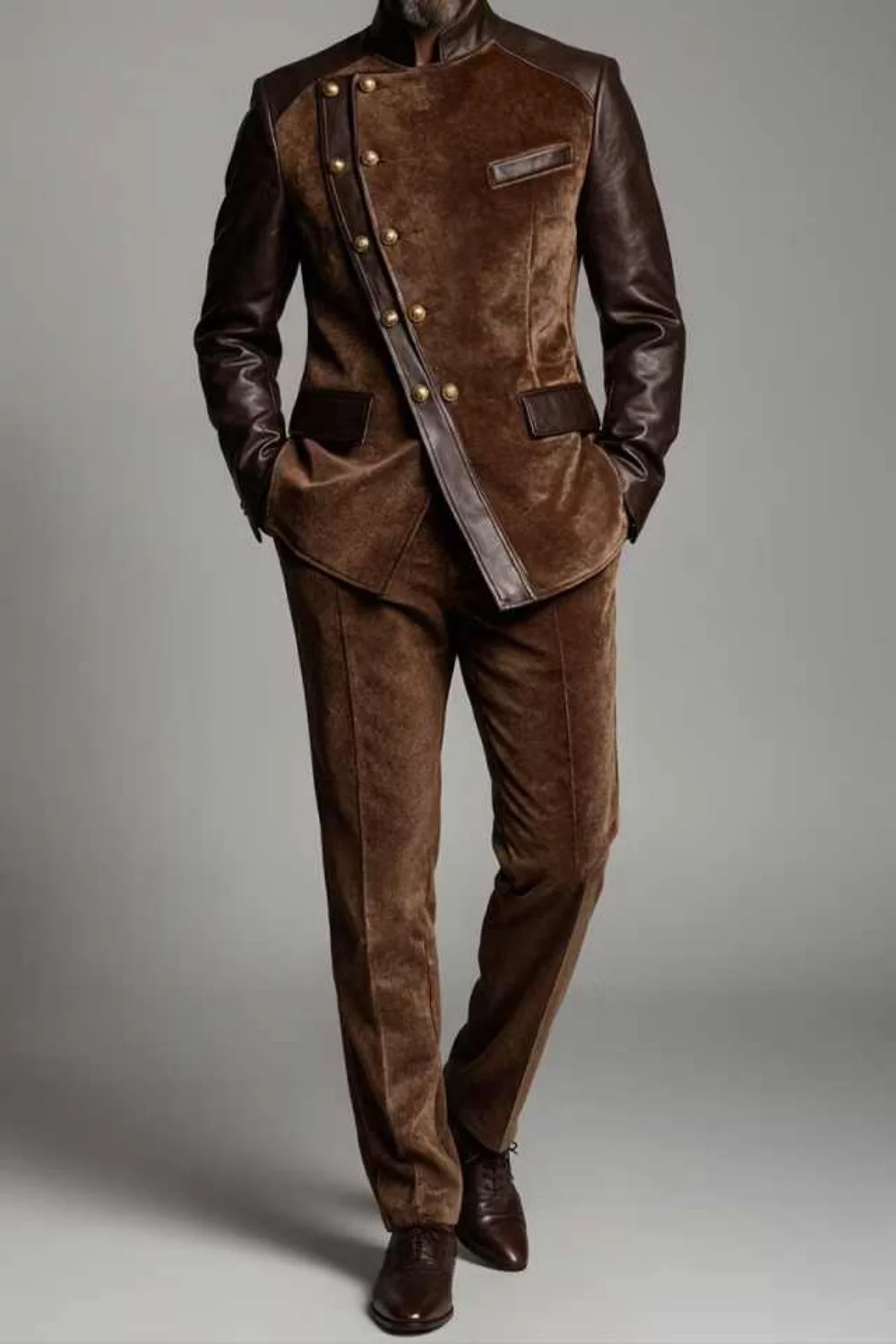 Unique Design Mens Suits 2 Pieces Jacket Pants Double Breasted Formal Banquet Party Outdoor Warm Wear Customized Chaqueta Hombre