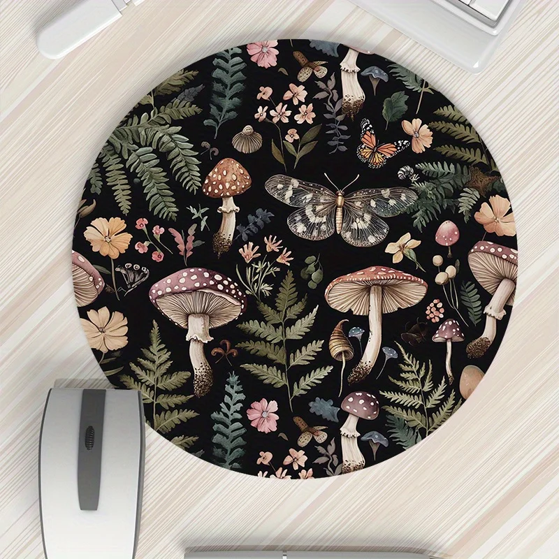 Round Forest Plant Mouse Pad Rubber Non Slip Office Keyboard Mat Desk Pad Gamer Setup Decoration Playmat Desktops Desk Organizer