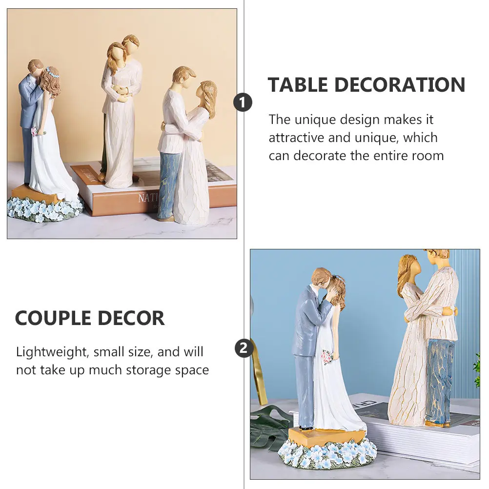 Wedding Ornament Resin Couple Decor Bride Groom Kiss Sculpture Table Decoration Romantic Home Adornment Gift Couple Decor
