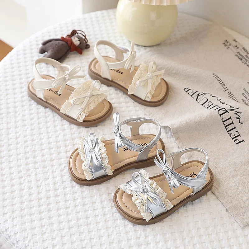 

Little Girl's Shoes Bowknot New Summer Girls' Open-toe Sandals Princess Style, Beach Shoes, Soft Sole, Non-slip and Comfortable
