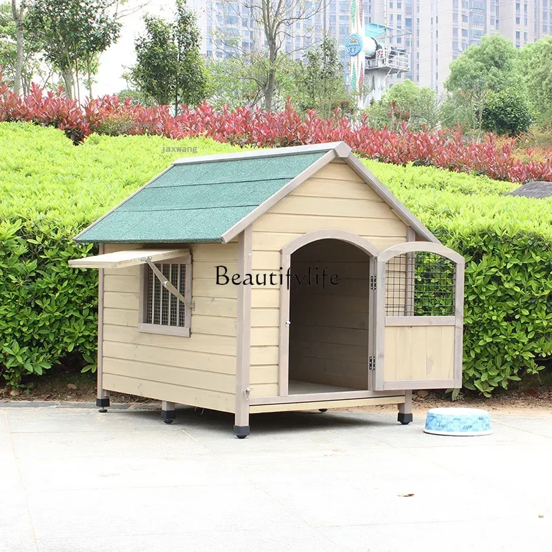 

House Type Outdoor Rainproof Solid Wood Dogs Kennels Fashion Luxury Large Medium Small Dog Villa Four