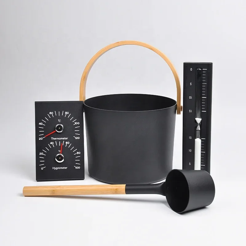 Manufacturer Direct Sales Sauna Black Aluminum Bucket Aluminum Spoon Sauna Room Special Accessories