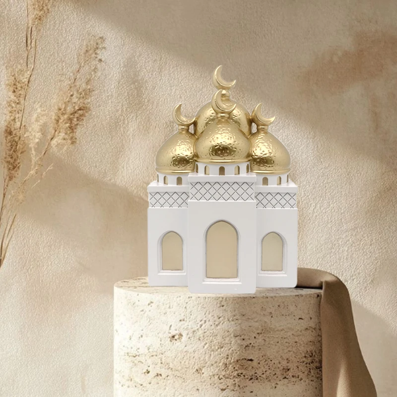 1 PC Candlestick Muslim Kaaba Dome Mosque Islamic Desktop Ornament Table Car Decor Crafts Gifts