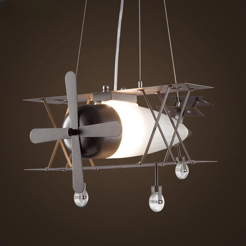 

American Retro Industrial Style Aircraft led Kids Iron Pendant Light Dining Room Children room Airplane Pendant Lamp