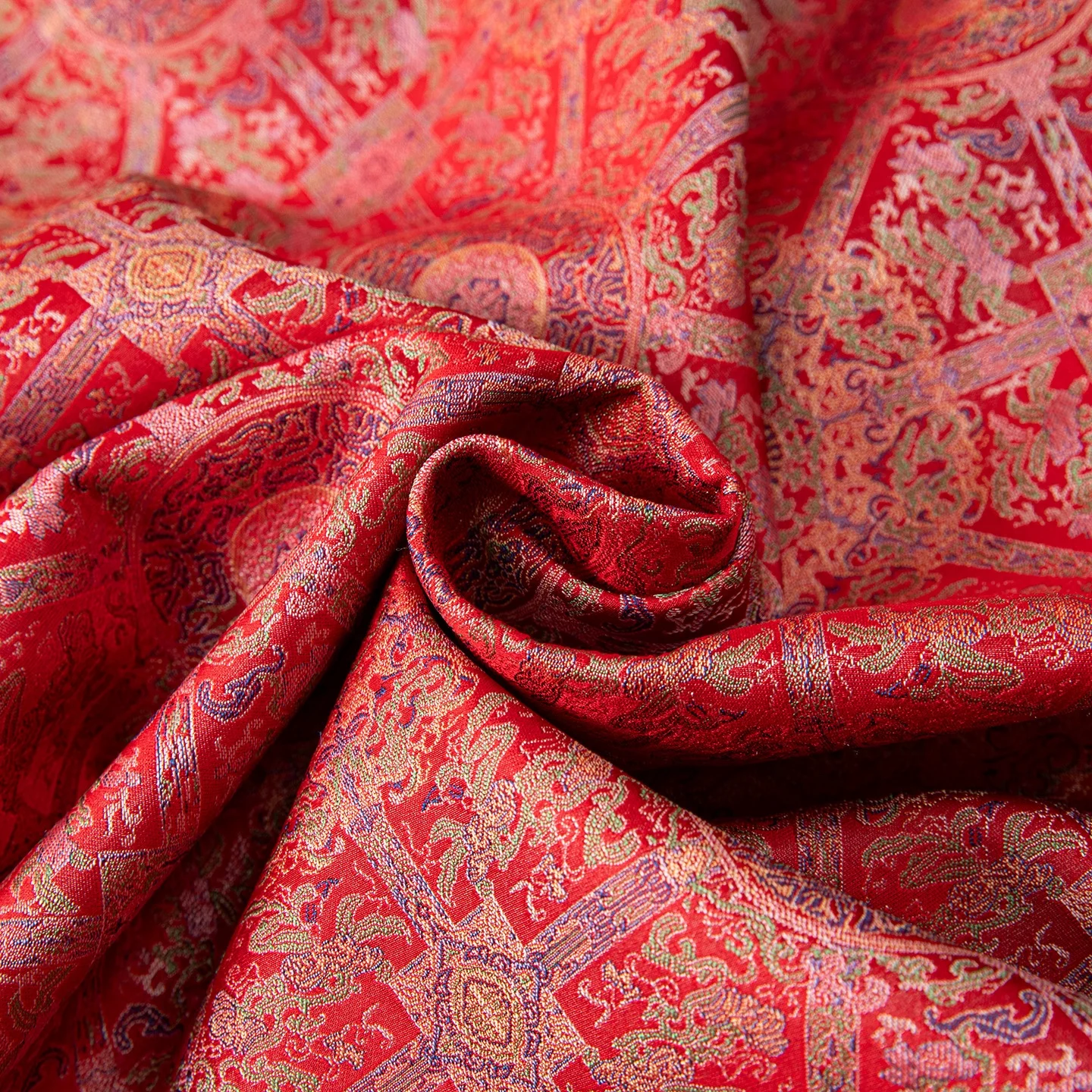 Winsleter-100%Real Silk Song Brocade Elegant Coat, V Neck Geometry, Women Retro Versatile Loose Coat, 2025 Autumn New C5N444CC