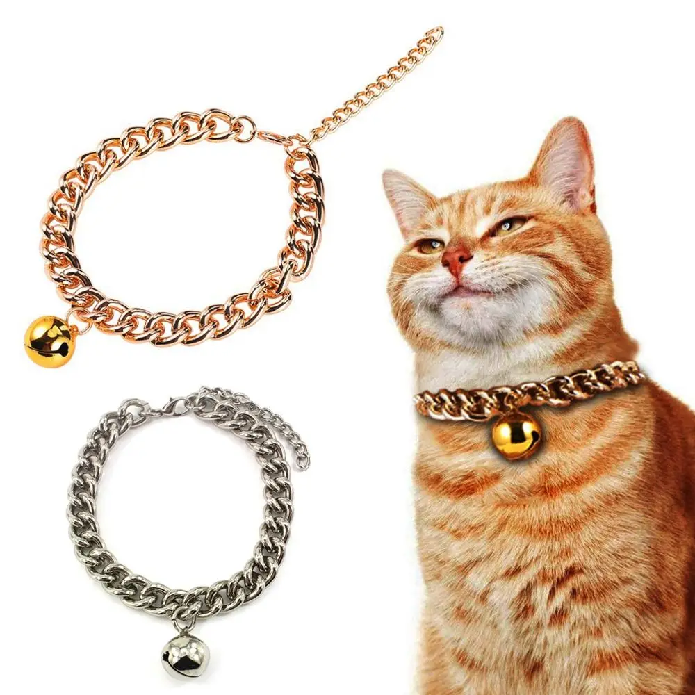 No Discoloration Not Fade with Bell Cat Accessory for French Bulldog Small Dog Pet Chain Dog Necklace Dog Gold Chain Cat Collar