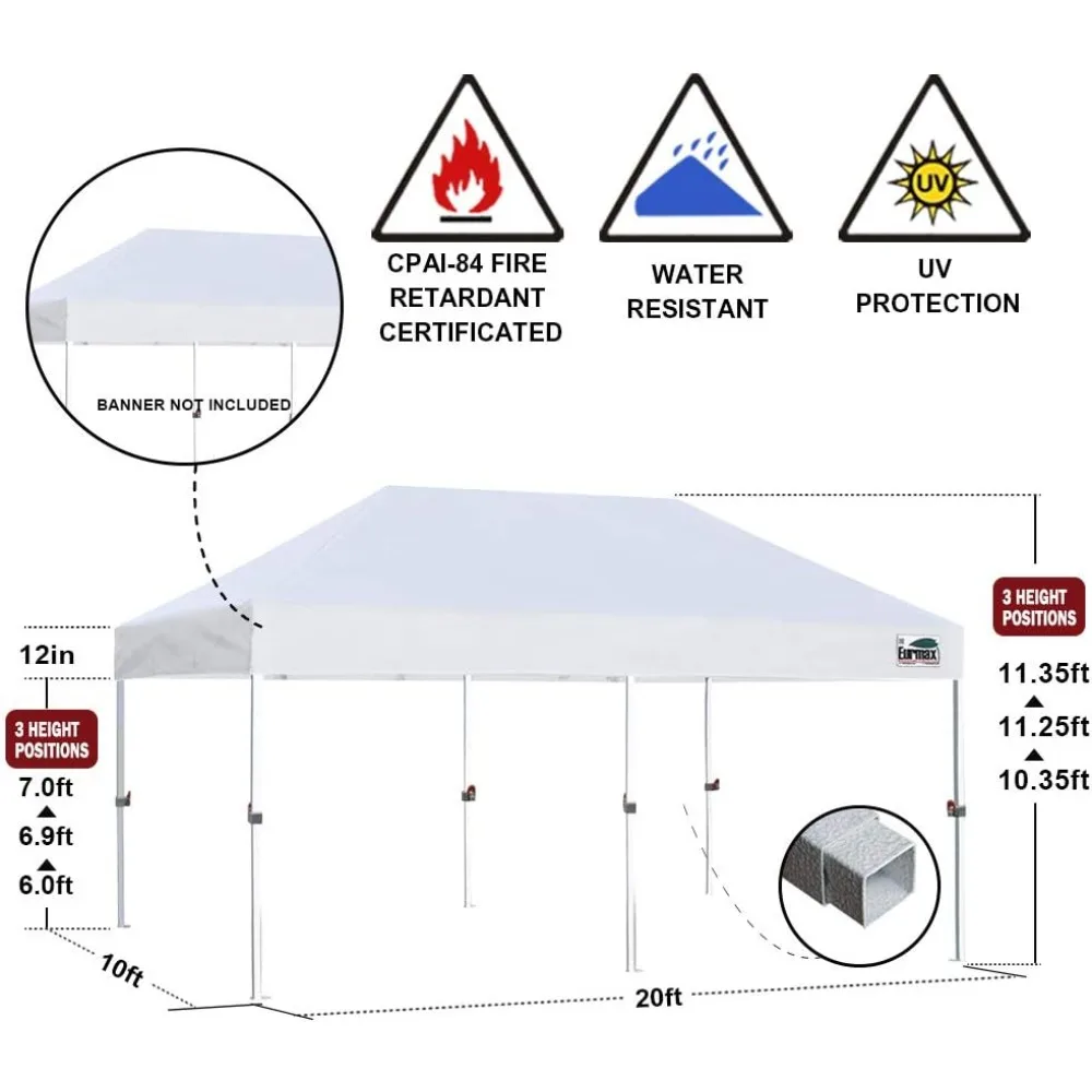 10'x20' Pop Up Canopy Tent Commercial Instant Canopies with Heavy Duty Roller Bag,Bonus 6 Sand weights Bags (Navy Blue)