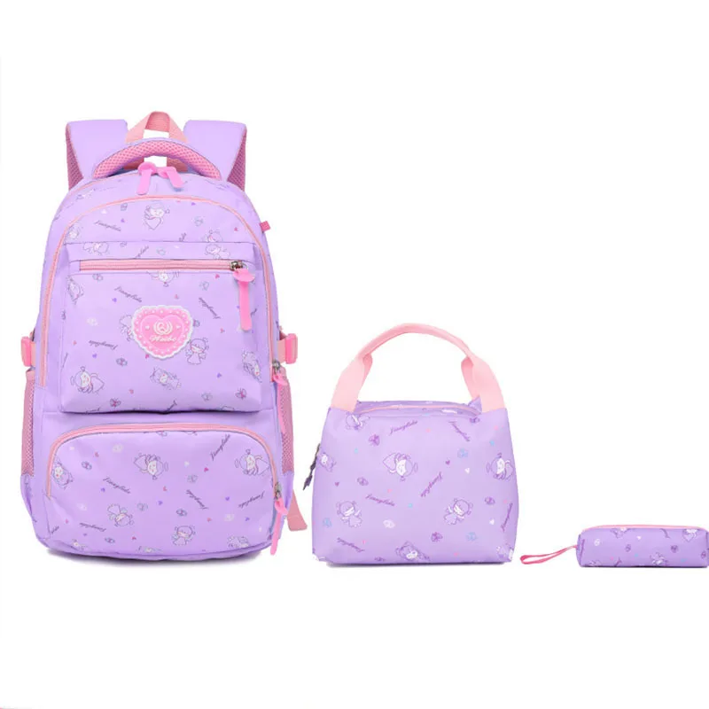 Mochilas escolares con estampado bonito para niños, adolescentes, niñas, mochilas escolares ligeras para niños de primaria, bolsa de almuerzo y estuche para lápices