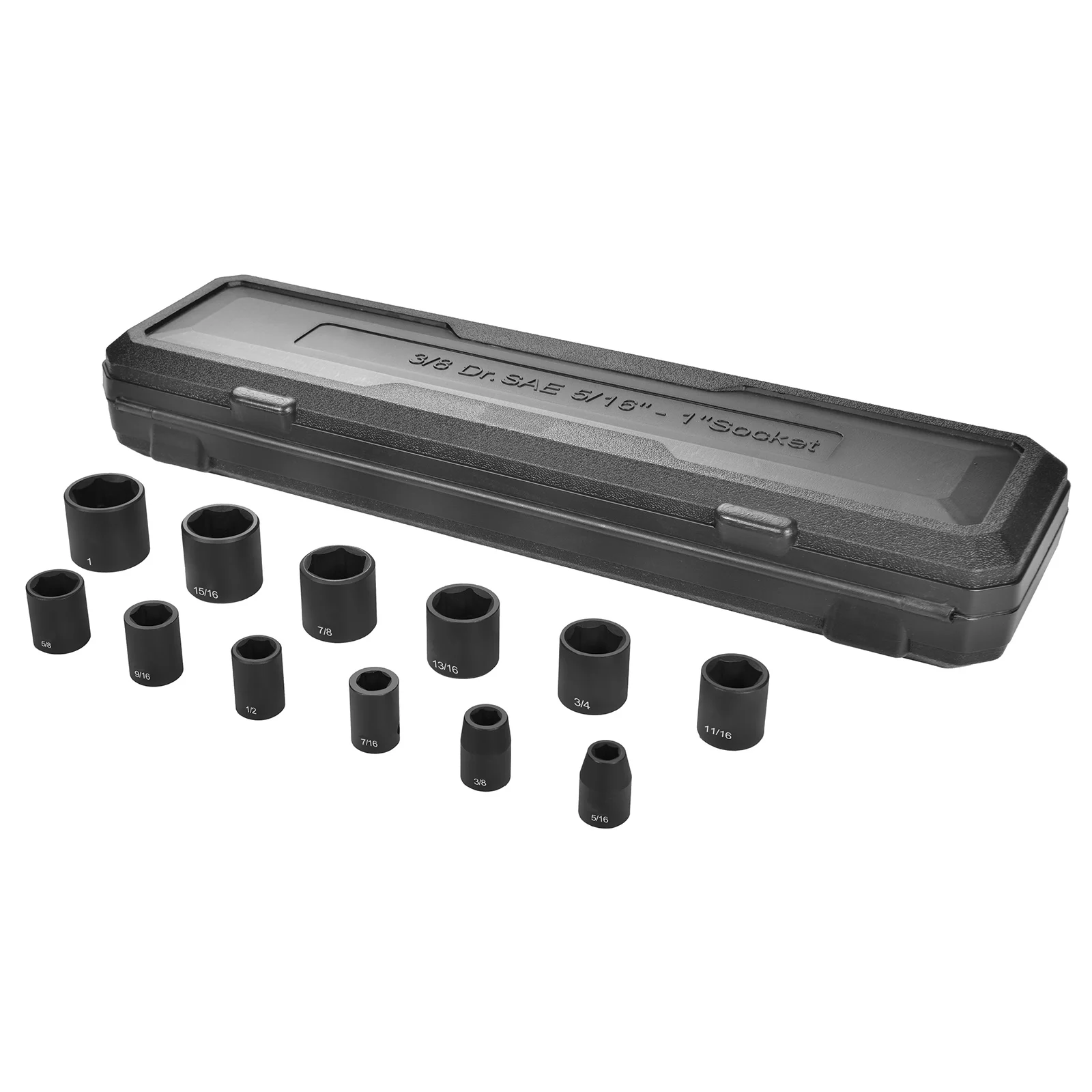 12 Pieces 3/8-Inch Drive Impact Socket Set 6-Point SAE Deep CR-V 5/16