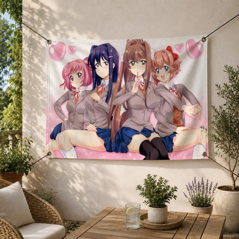 Game Doki Doki Flags Decorative Flag Banner for Outdoor Garden Yard Camping Party Home Wall Hanging Decor