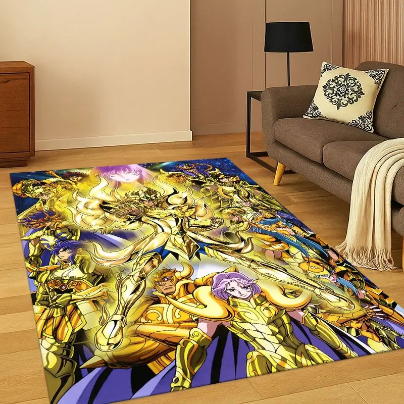 Cartoon Saint Seiya Anime Carpet Rug for Bedroom Living Room Sofa Playroom Doormat Home Decor, Game Area Rug Non-slip gift