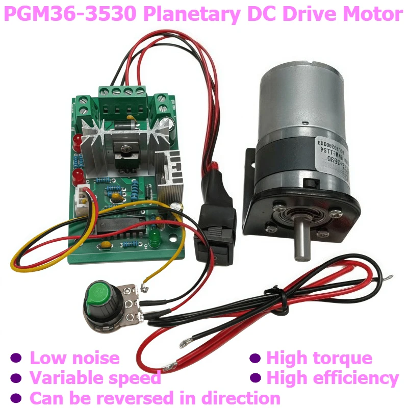 PGM36-3530 Planetary Direct Current Reducer Motor, with Speed Controller, Bracket, 12V/24V Motor