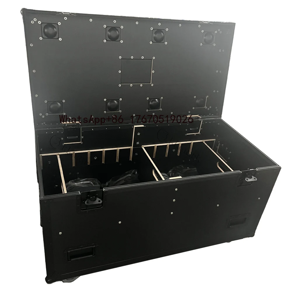 2026-Utility Storage Road Case Black Waterproof Cable Trunk Case Aluminum Hardshell Tool Case With Wood Dividers