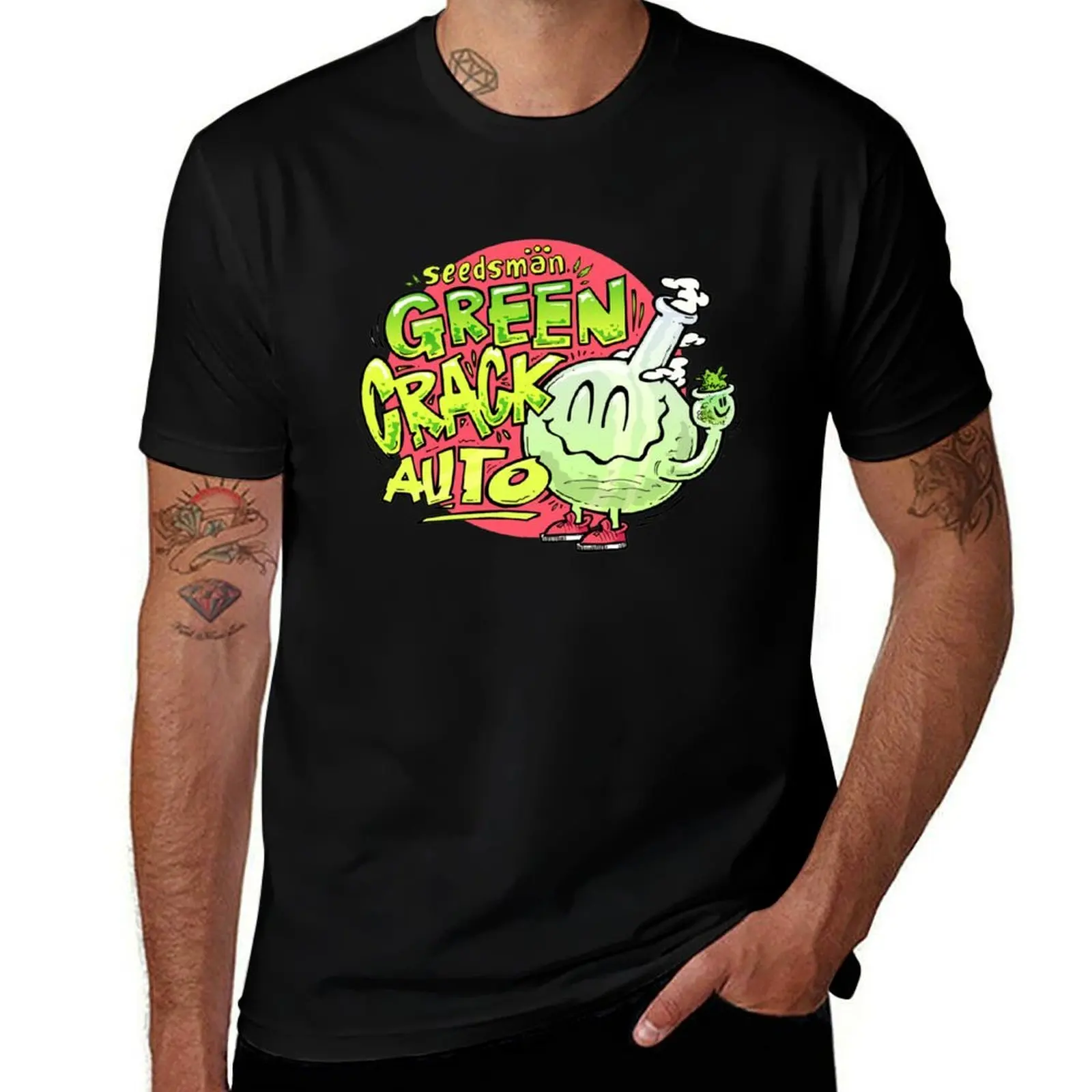 Green Crack Automatic Seed Bong T-Shirt Basic Short Sleeve for Men T-Shirt