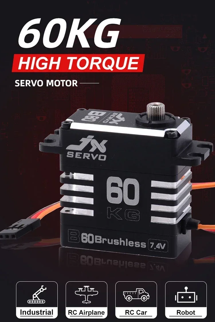 JX B60 60kg Waterproof High Torque Full Metal Aluminium Shell HV Brushless Motor Standard Digital Servo For RC Car Robot Crawler