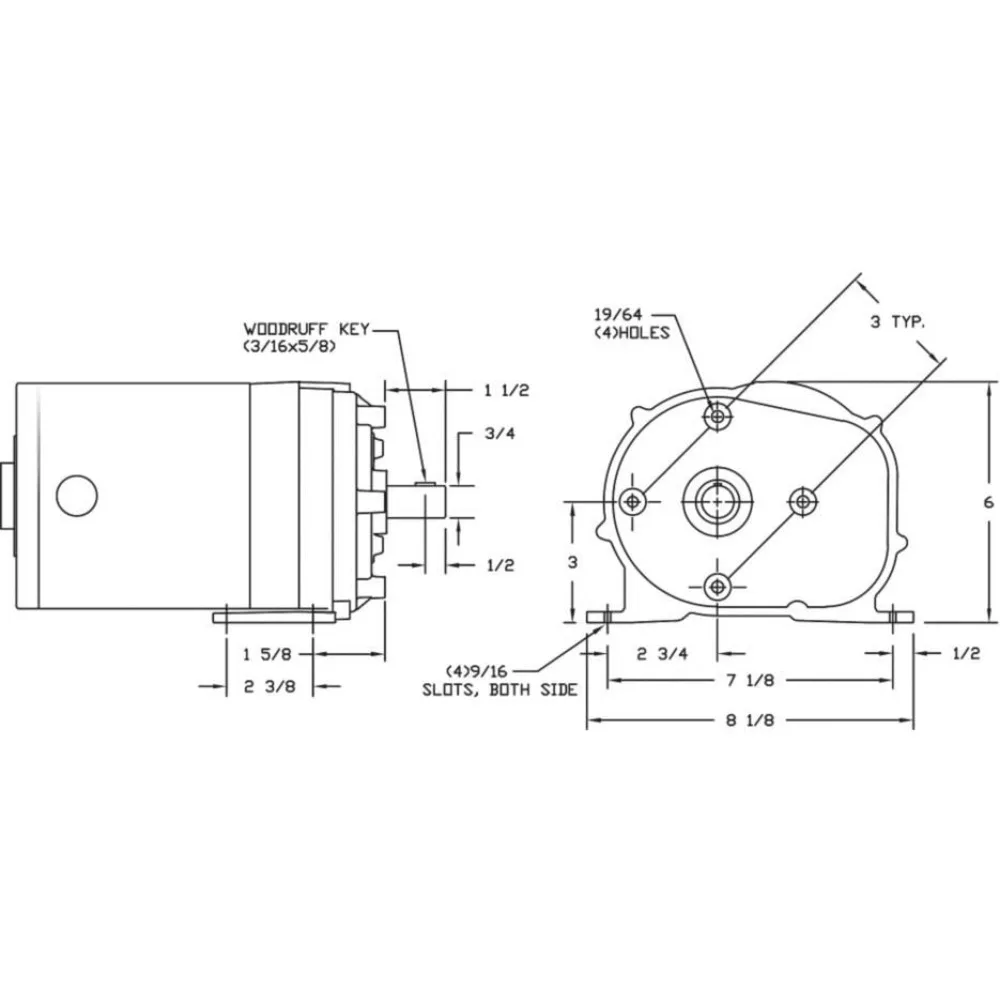 1LPP7 AC Gearmotor 115 Nameplate RPM 6 Max. Torque 600.0 in.-lb. Enclosure ODP