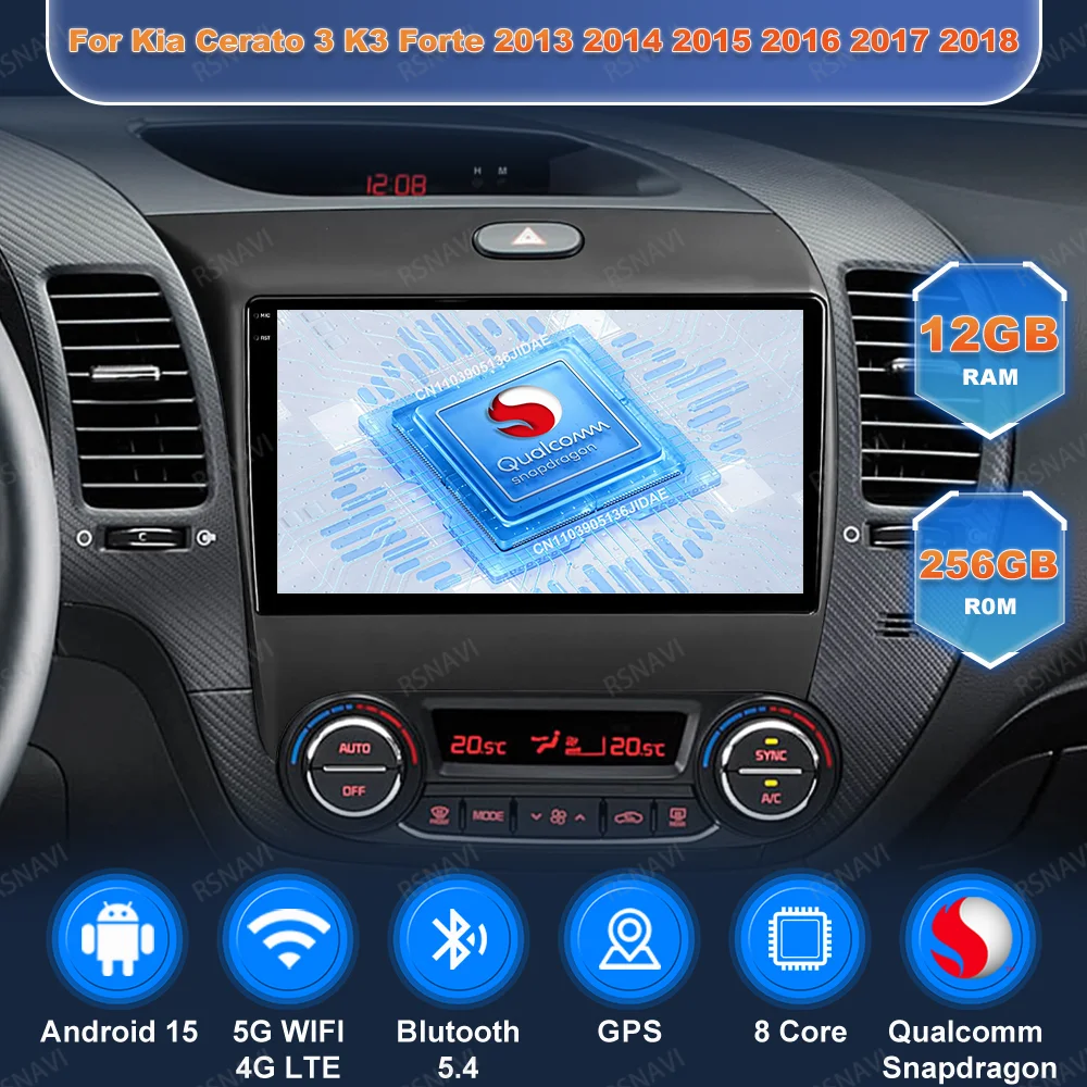 

Car Radio Andoird 15 For Kia Cerato 3 K3 Forte 2013 2014 2015 2016 2017 2018 DVD DSP Wireless Carplay Auto Navigation BT Stereo