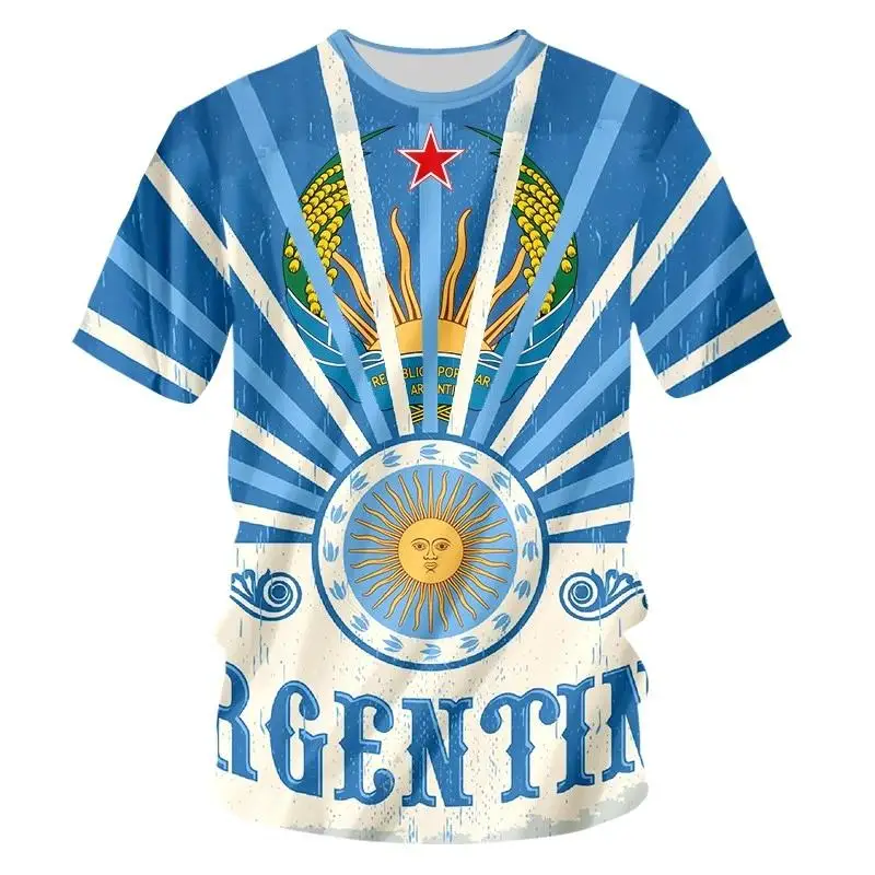 Argentina Pattern 3D Print T-shirts Summer Men Woman Short Sleeve Hip Hop Tees Streetwear Harajuku T Shirt Kids Tops Clothing