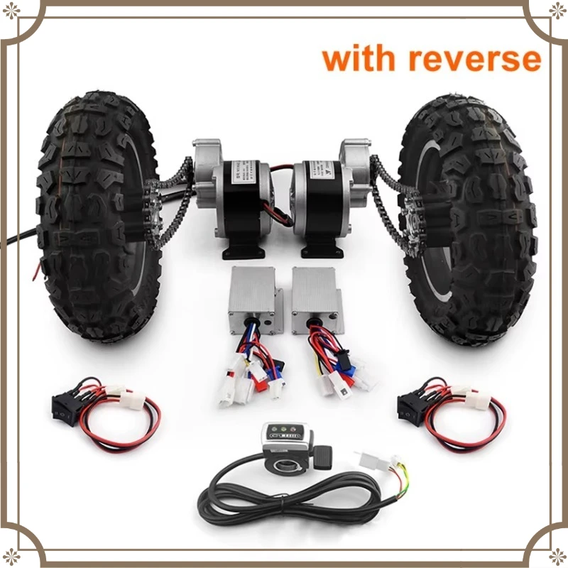 10 Inch Dual Drive Electric Conversion Kit, 2*250W Pneumatic Wheel with Reverse, 200kg Load for Handcart Flatbed Easy Carrying
