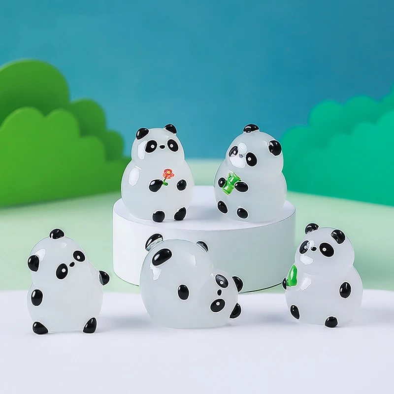 1 SZTUK Świecąca Ozdoba Panda Świecące W Ciemności Akcesoria Mini Figurki Miniaturowa Panda