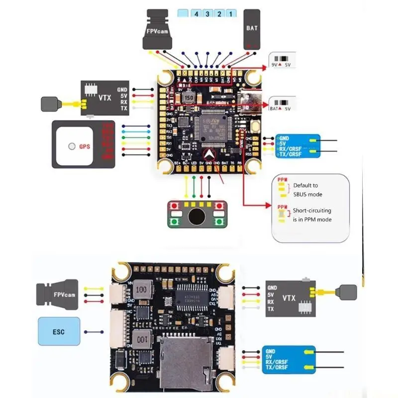 E56B Multirotor Flight Controls F405V3 Flight Tower 60A ESC Integrated Power Solution
