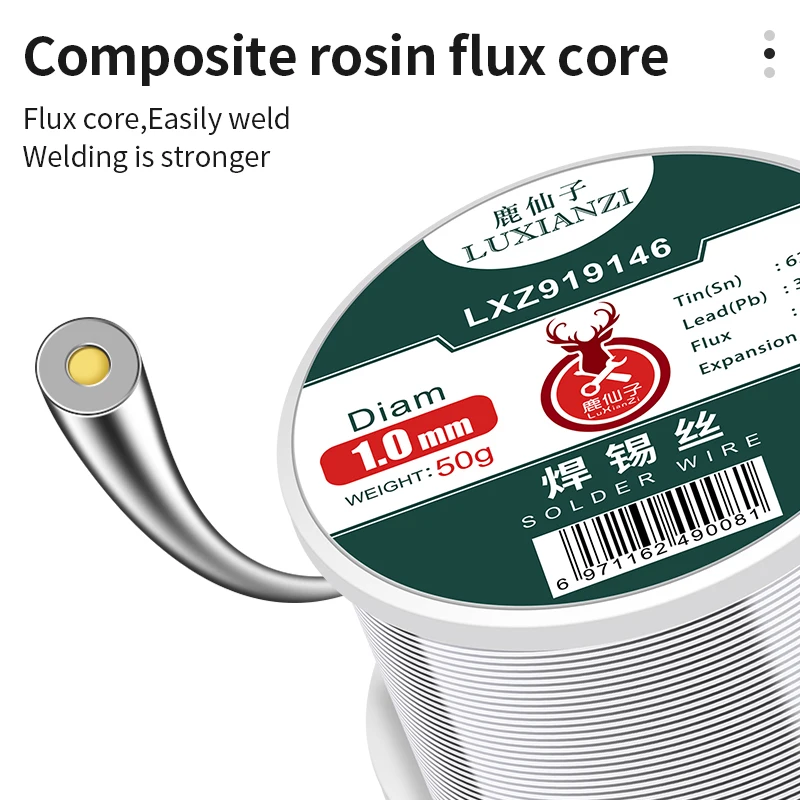 Imagem -06 - Luxianzi-tin Fio de Solda com Rosin Core Solda Wire Roll Low Melting Welding Wires No-clean 0.5 mm 0.6 mm 0.8 mm 1.0 mm 100g