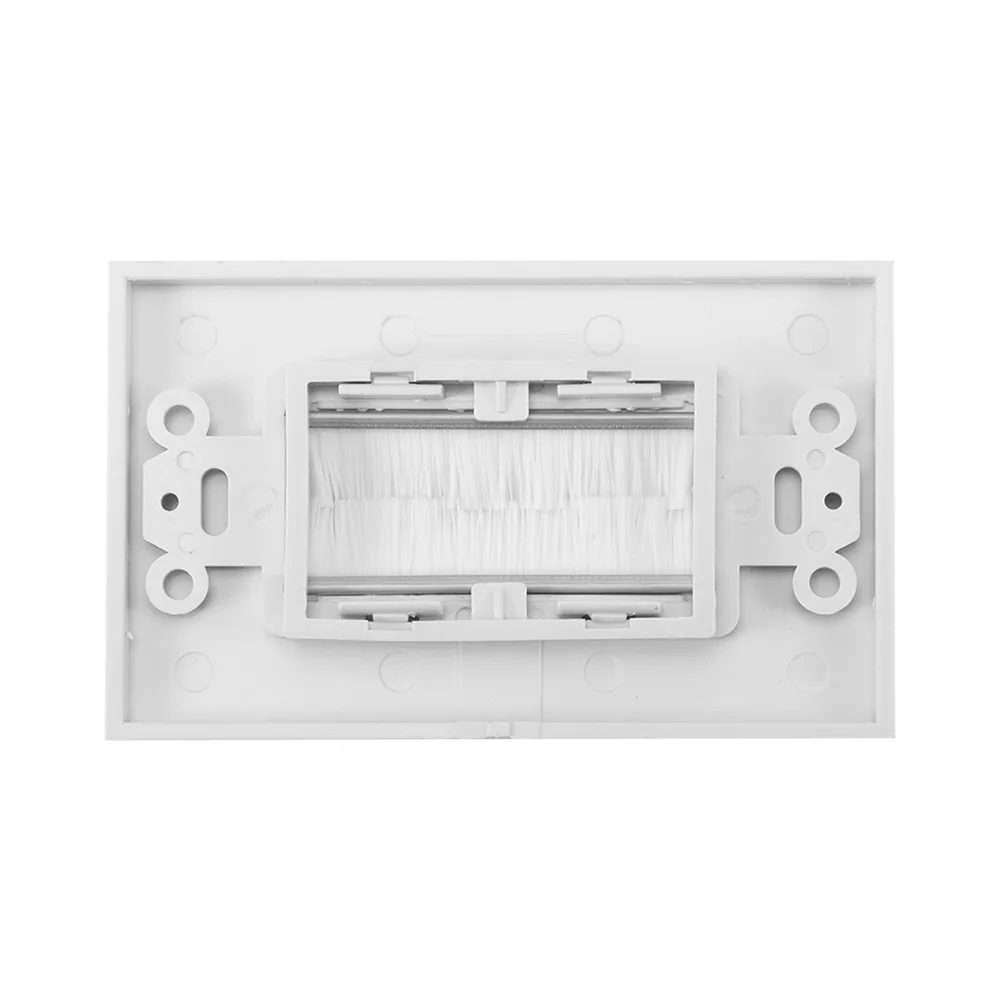 4 set New White Brush Wall Plate Anti-Dust Brush Plastic Cable Pass Through Plate Cable Wall Plate Office