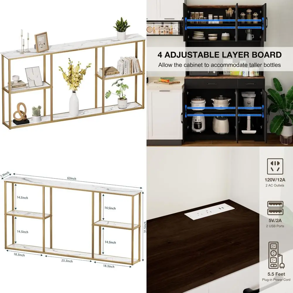 

WOHOMO Gold 3-Tier Console Table for Small Entryways, Living Rooms, and Behind Sofas