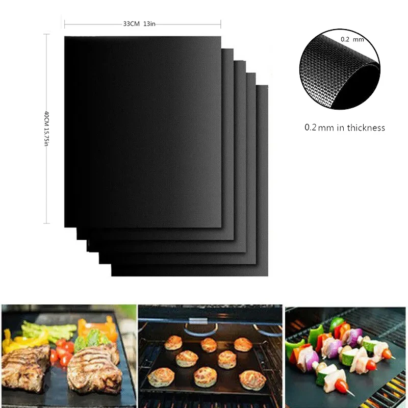 Tapis de Barbecue antiadhésif, réutilisable, résistant à la chaleur, revêtement de four, tapis de cuisson pour pique-nique à domicile, accessoires de cuisine, 1 à 10 pièces