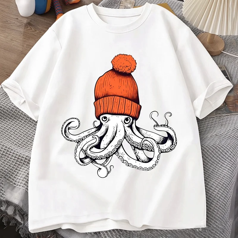 Men'S Fashion Printed T-Shirt Men'S Octo Beanie Graphic Top Summer Casual Short-Sleeve T-Shirt Suitable for everyday wear