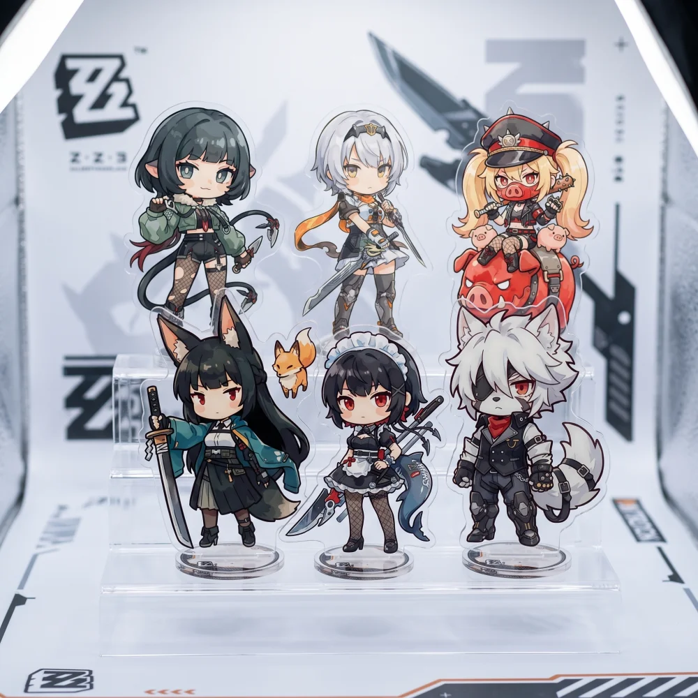 10cm Acrylic Keychain Stand Game Zenless Zone Zero Chibi Ellen Lycaon Jane Desktop Decor Collectible Fans Gift