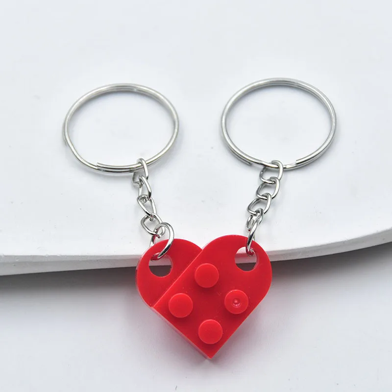 Heart Keychain Small Brick Matching Pendant for Couples