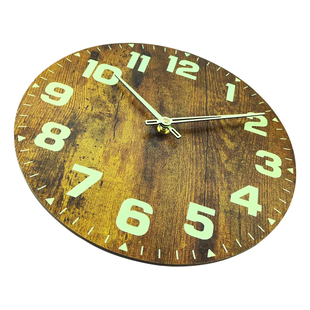 

Premium Wood Wall Clock Mute Decorative Retro Bedroom Clock Glowing Design Compact Size Home Office Store Decoration