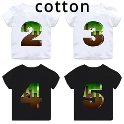 Mc Game Print Funny Boys Clothes 2-14 Years Birthday Number Cartoon Kids T Shirt Baby Gift Tops Girls Children's Cotton T-Shirts