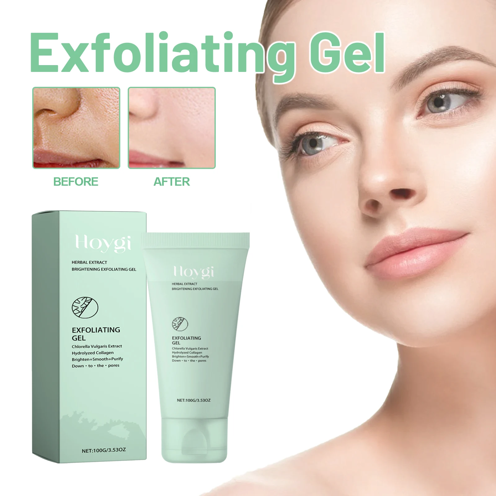 

Hoygi Herbal Exfoliating Gel Gently Cleansing Closed Mouth Black Mouth Shrinking Pore Exfoliating Brightening Gel