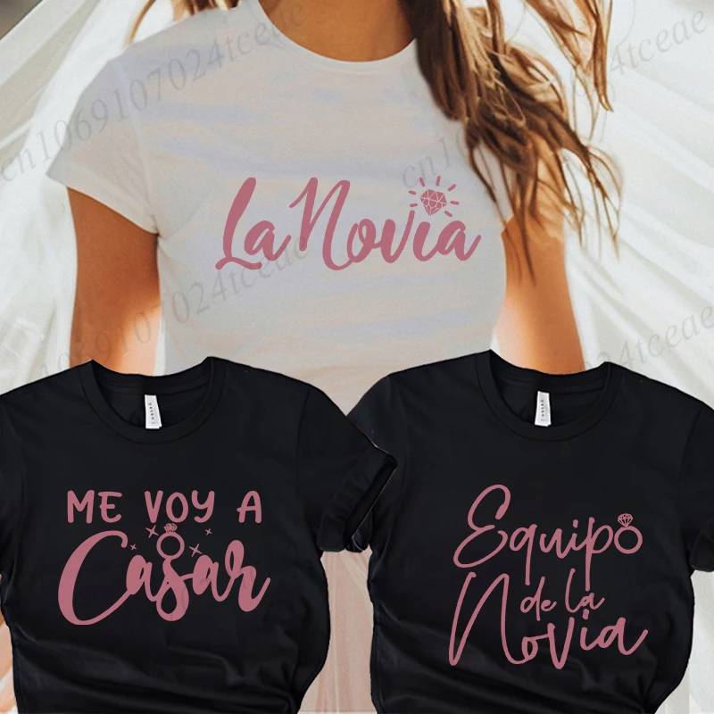 Spanish Team Bride Squad T-shirt Bachelorette Hen Party T-Shirts for Women Clothing Future Bride To Be Bridal Wedding Tops