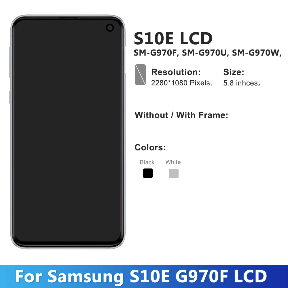 AMOLED S10e Display With Frame, For Samsung Galaxy S10E G970 G970F G970U LCD Display Touch Screen Digitizer Replacement Part