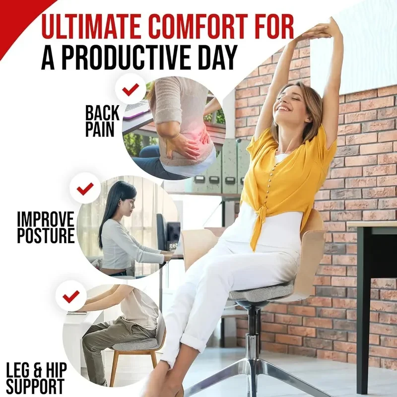 Ergonomic Memory Foam Seat Cushion, Hemorrhoid Pain Relief Butt Pad for Sedentary Student Home Office Chair